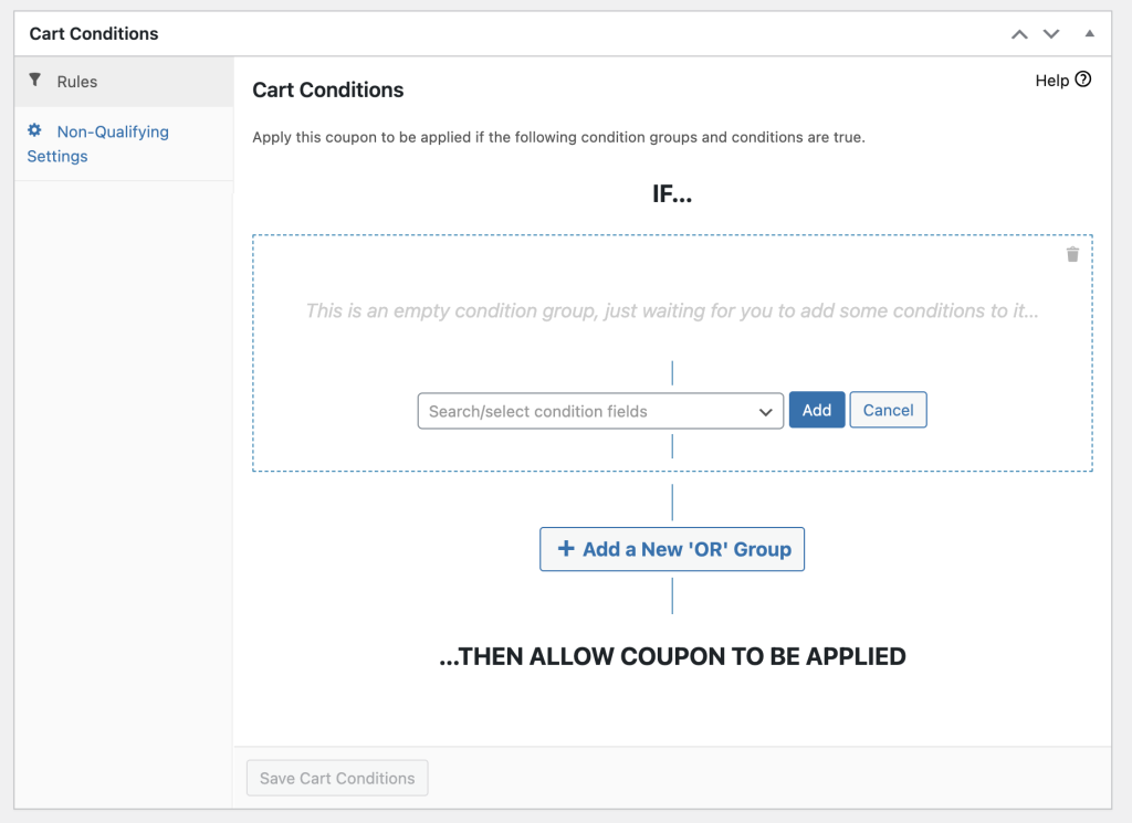 Advanced Coupons' cart conditions feature